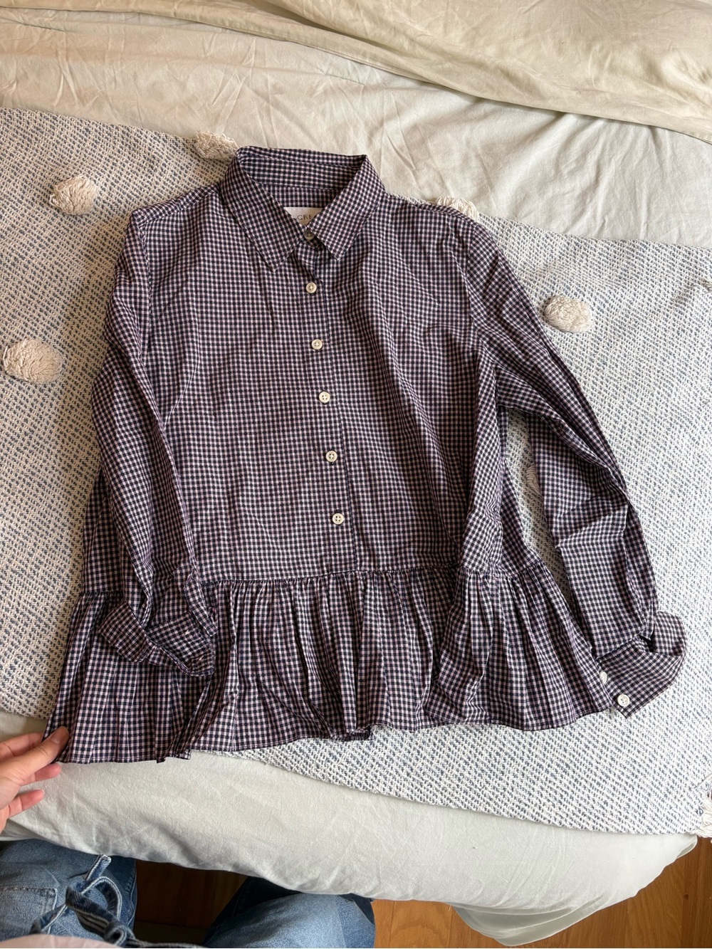 The GREAT plaid collared peplum blouse